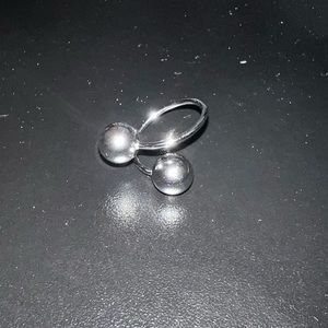 Silver two bubble ring
